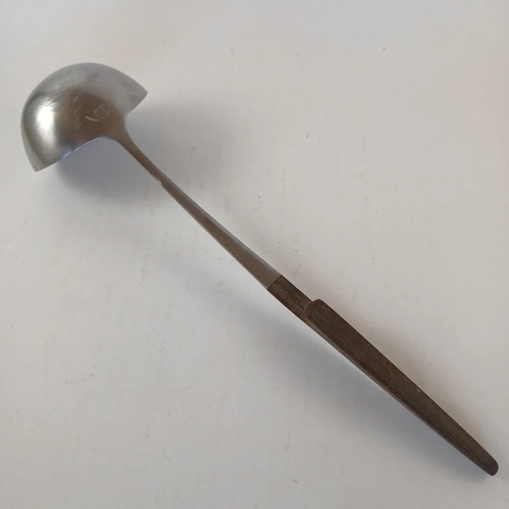 Vintage Ekco Soup Ladle Stainless w/Wooden Handle 9.5